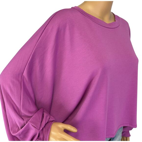 2/$30 Blue Blush Boxy Cropped Sweatshirt Purple Pink Oversized Size L - Picture 8 of 11